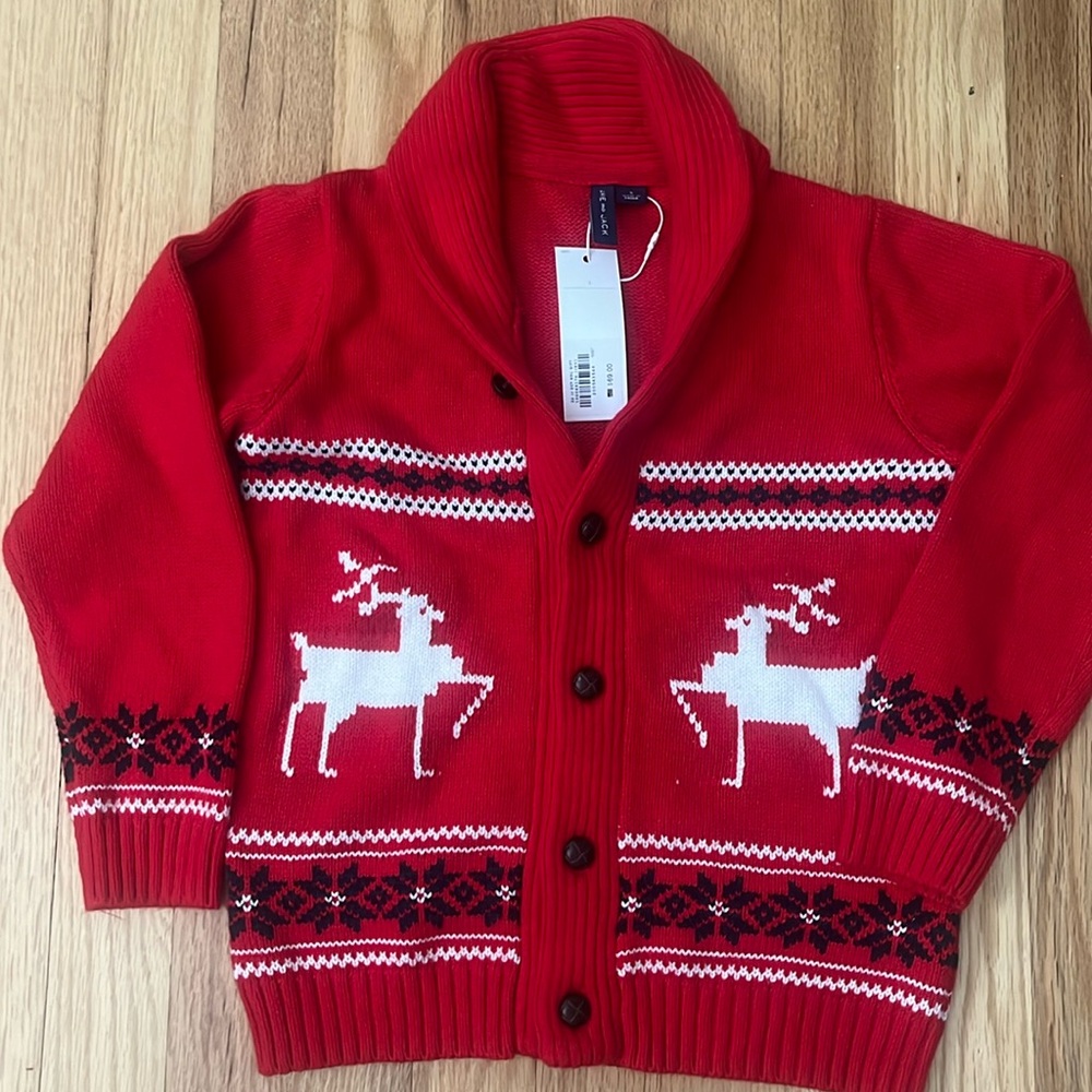 NWT Size 5 Janie and Jack FAIR ISLE REINDEER CARDIGAN